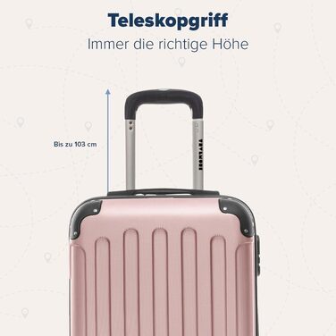 Валіза ручної поклажі TRVLMORE 54x36x20 см, рожева, з колесами