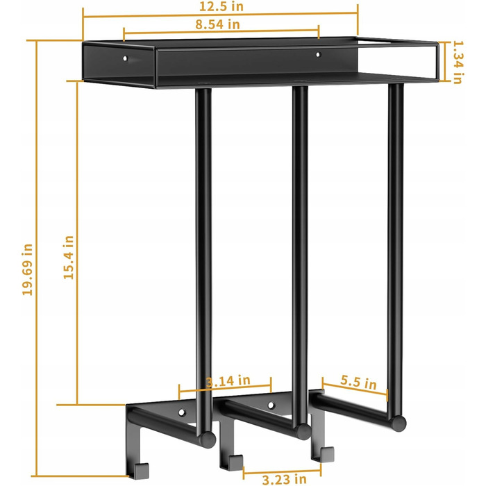 Настінний рушниківець для ванної кімнати з поличкою