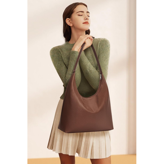 Сумка жіноча KALIDI Shopper з PU шкіри, велика сумка-тоут Hobo, темно-коричнева для роботи, навчання, повсякденного використання