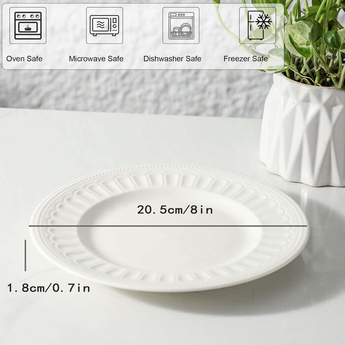 Набір сервіровочних тарілок UIBFCWN, 8 шт., 25.4 x 15.2 см, кераміка, білий колір