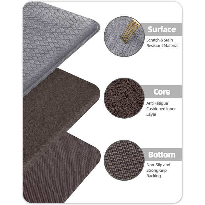 Килимок для кухні COLOR&GEOMETRY 44x150 см, сірий, з неслизьким покриттям, PVC, водо- та олієстійкий, з гумовою основою