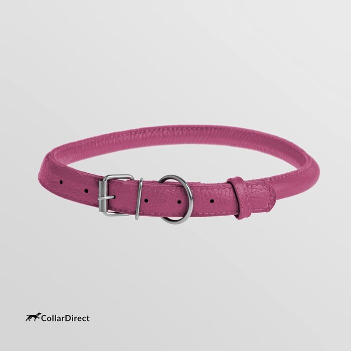 Стильний шкіряний нашийник для собак CollarDirect: м'який, з обмоткою, ручної роботи, для цуценят та дорослих собак, різних розмірів та кольорів (рожевий, червоний, фіолетовий, блакитний) (рожевий, 15-18 см)
