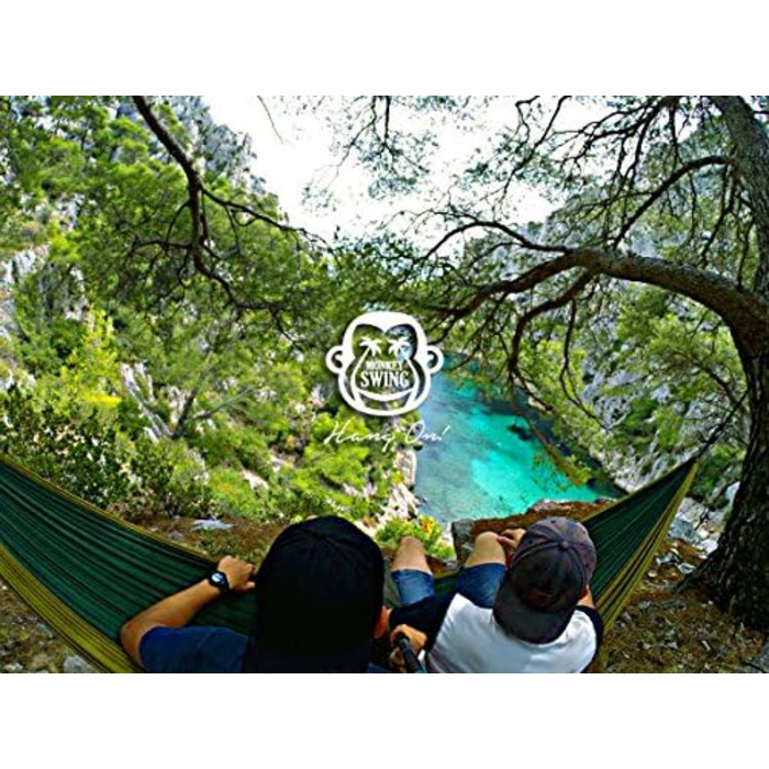 Ultralight Hammock including Carabiners & Heavy-Duty Straps (load capacity up to 220 kg, 275 x 140 cm) – ideal for camping, outdoor activities, trekking & as a travel hammock (Turquoise/Orange) (Blue)