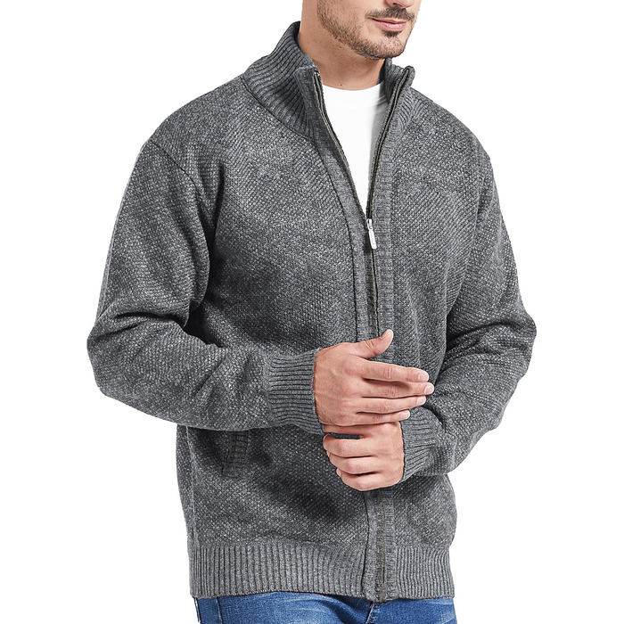 Кардиган чоловічий GESTORE: в'язаний, флісовий, в стилі Тратенджаке, сірий (3XL, темно-сірий)