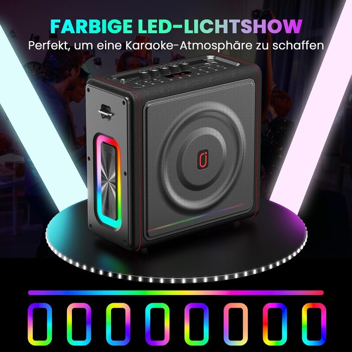 Караоке машина з 2 мікрофонами, портативна Bluetooth колонка з підсвіткою, FM, USB, TF, AUX, TWS, для дорослих та дітей, MS78