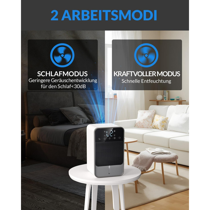 Електричний осушувач повітря Jialexin 1500 мл, портативний, тихий, з автовимкненням для квартири, ванної кімнати, підвалу та кухні