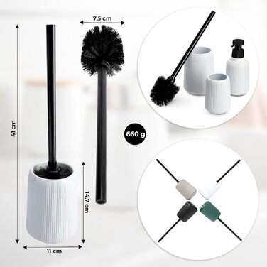 KADAX Bathroom Accessories Set, Modern Bathroom Accessories, Ceramic Bathroom Accessories, Bathroom Accessories (White: Toothbrush Holder, Soap Dispenser, Toilet Brush)