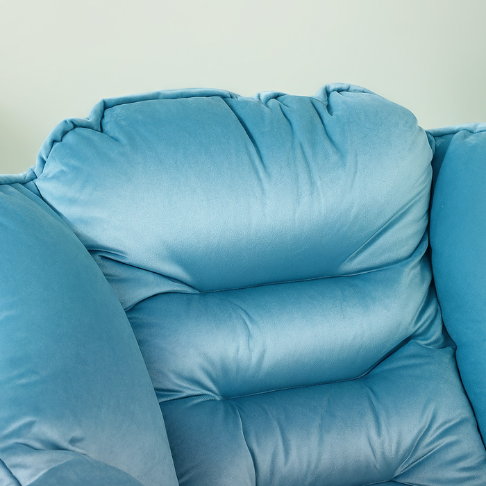 HOMCOM Armchair Living Room Lounge Chair Padded Recliner Chair with Side Pocket, Steel Legs Upholstered Chair with Velvet Look, Single Chair for Bedroom, Blue | Aosom