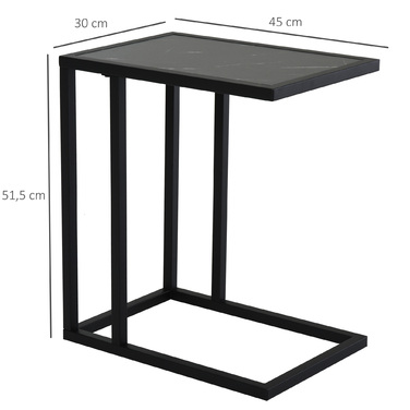 HOMCOM Side Table, Coffee Table with Marble Look, Coffee Table with Metal Frame, for Living Room, Bedroom, 45 x 30 x 51.5 cm Black | Aosom