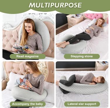 Подушка для вагітних Ezvsevuo Stillkissen XXL - подушка для сну на боці з бавовняним чохлом - сіра