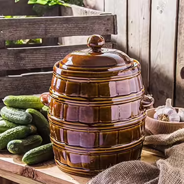 R.G. Sauerkraut Pot Ceramic Crock, Pickling Pot, Cucumber Pot, Clay Pot, Stoneware Pot, Fermentation Pot, Ceramic Pot, Stoneware (3.5 Liters) Traditional Fermentation Pot 3.5L (Width: 22cm, Height: 19cm)
