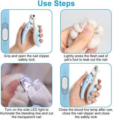 Тример для когтів домашніх тварин DONGKER з LED-підсвічуванням та гострою клинком, для собак та котів середніх та маленьких порід