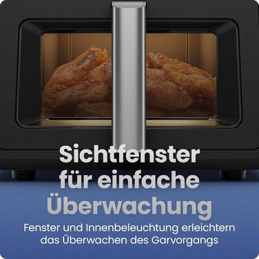 Фритюрниця електрична Chefman TurboFry 8.5л 6-в-1 з оглядовим вікном, чорна - аерофритюрниця, духовка, гриль