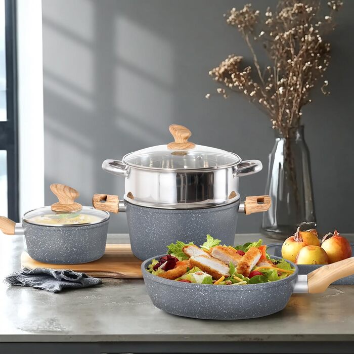 Набір посуду DishDelight з гранітним покриттям для індукційних плит (12 предметів)