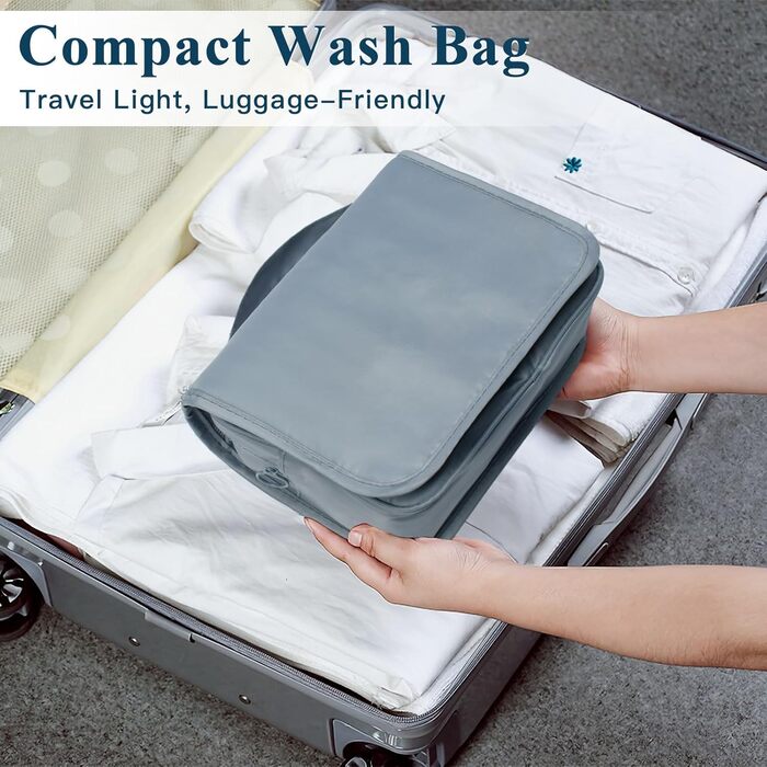 Зівакат Косметичка для душу на блискавці, водонепроникна, з ручкою, для подорожей, спорту, кемпінгу – сіра