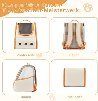 Рюкзак для кота/собаки, складаний, з вентиляцією, оранжево-білий