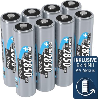 Зарядний пристрій ANSMANN Powerline 4 Ultra для NiMH/Li-Ion акумуляторів AAA, AA, C, D, 10340-26650 (8xAA2850 в комплекті) з USB
