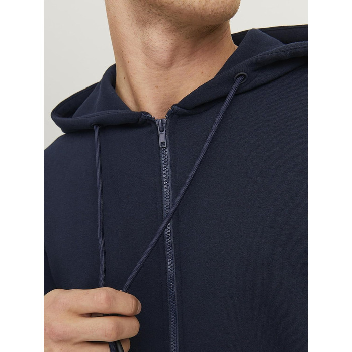 Чоловіча однотонна куртка-худі Jack & Jones темно-синього кольору (Navy Blazer)