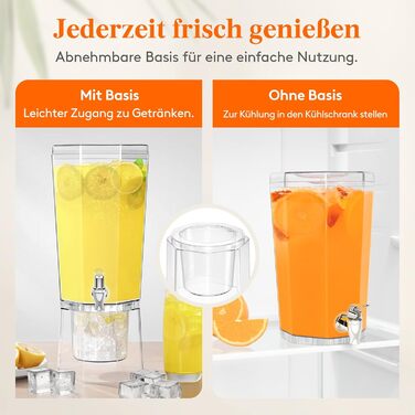 Диспенсер для напоїв Lifewit 4L з краником та підставкою, пластиковий диспенсер для води, лимонаду, соку, для вечірок та буфетів