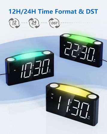 Дитячий годинник-будильник з нічним світлом, білий, USB/Type-C, для хлопчиків та дівчаток