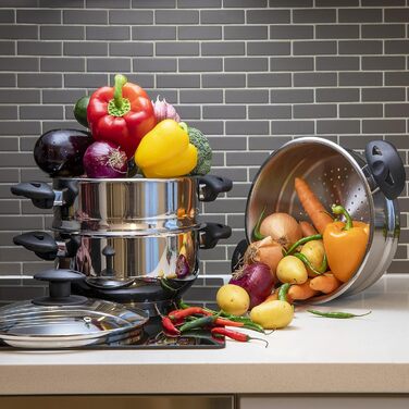 Набір пароварки Pendeford з нержавіючої сталі, 3 яруси, 20 см