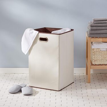Amazon Basics - Rectangular Collapsible Laundry Basket, Beige, Brown