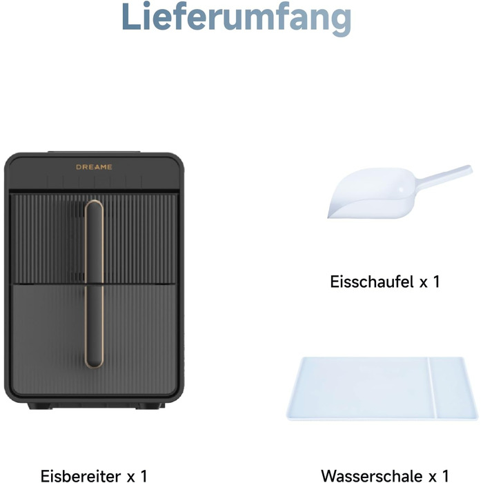 Машина для приготування льоду Dreame Aura: швидке виробництво, ізольований бак, 2 розміри, LED, самоочищення