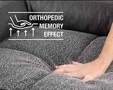 JAMAXX Преміум Софа для собак 2-в-1 - Ортопедична подушка з Memory Foam, Знімні подушки та чохол, Матеріал: Лямбсфур/Шерпа, PDB3014 (L) 120x90 антрацит