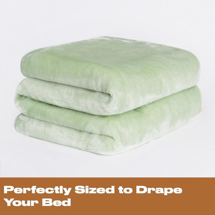 Плед DREAMSCENE з штучного хутра, флісу, м'який, теплий, великий, для ліжка (125 x 150 см, світло-зелений)