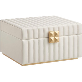 SONGMICS HOME ANAH: Шкатулка для прикрас з дзеркалом, 2 ящики, білий колір, 21.5 x 24 x 13.5 см