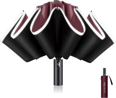 XIXVON Umbrella Pro | LSF 50+ 99% UV Protection, Reflective Safety Stripe, Stable, Windproof, Portable for Travel, Automatic | Inverted Umbrella One Size X2 Pro (Red)