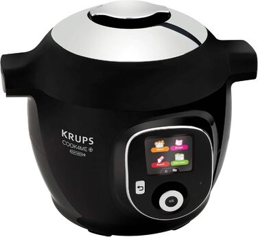 Krups CZ7158 Cook4Me+ Connect Multicooker | 1600 Watt | Electric Pressure Cooker | Includes Free App | Bluetooth Control | 4 Liter Capacity | Black/Chrome