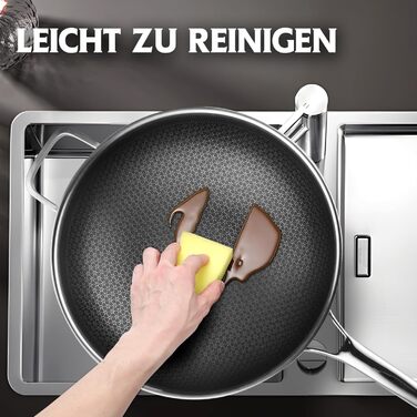 Вафельниця-вок 30 см з антипригарним покриттям, з кришкою, з нержавіючої сталі, для всіх типів плит, безпечна, можна мити в посудомийній машині