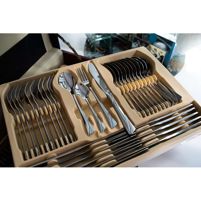 Karl Hausmann 72-Piece Stainless Steel Cutlery Set for 12 People - Dishwasher Safe Silverware Set with Case