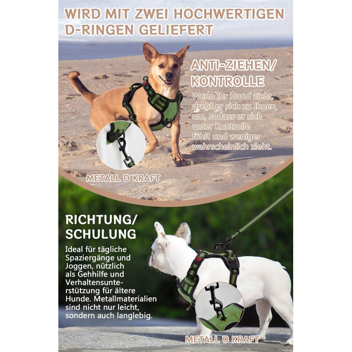 Нашийник для собак BaoCheng Anti Pull: регульований, дихаючий, з 3 пряжками, безпечний, світловідбиваючий (M, небесно-блакитний)