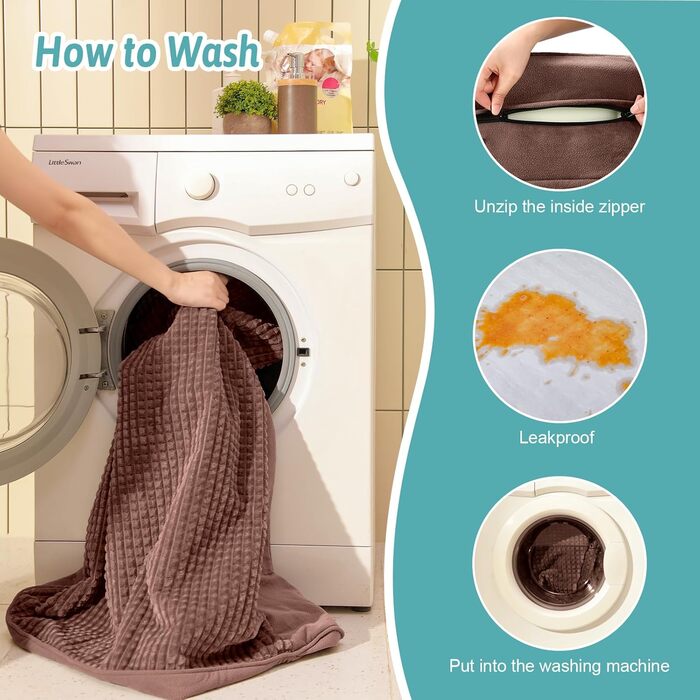 Ортопедичне ліжко для собак, маленьких порід, вологостійке, з бортиками, з підтримуючого пінополіуретану, зручне, знімний, пральний чохол, вологостійке дно, неслизьке (M, 91x69x19 см, Колір: Коричневий)