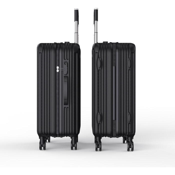 Набір валіз 3 шт. з жорстким корпусом, PC, легкі, міцні, з обертовими колесами на 360° та TSA замком (чорні смуги)