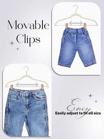 Набір вешалок для одягу HOUSE DAY, 20 шт, з кліпсами, ультратонкі, антиковзні, для штанів, економія місця (слонова кістка)