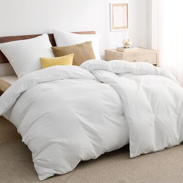 BEDSURE Комплект постільної білизни 135x200 см, 4 шт. (2 наволочки 80x80 см, 2 простирадла 135x200 см), білий, поліестер мікрофібра, ÖKO-TEX, з блискавкою
