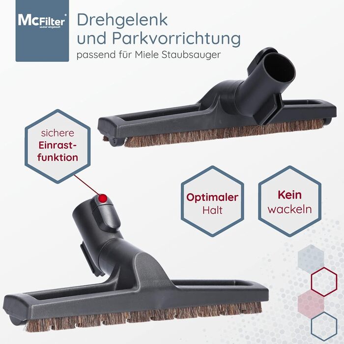 Набір фільтрів McFilter для пилососів Miele з діаметром шланга 32/35 мм (12 шт.) з насадкою для паркету, щіткою для килимів, щіткою для щілин та адаптером