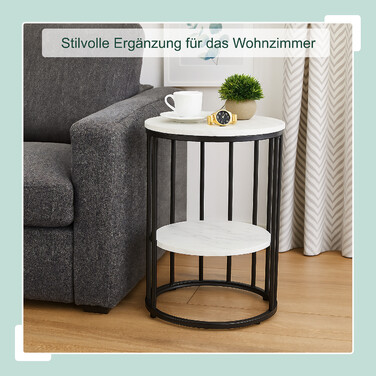 Relaxdays Side Table with Marble Look