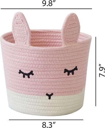 Милий маленький кошик з бавовняного шнура T&T Homewares для зберігання, прання, дитячої кімнати, іграшок, кота, собаки, рослин, рожевий заєць