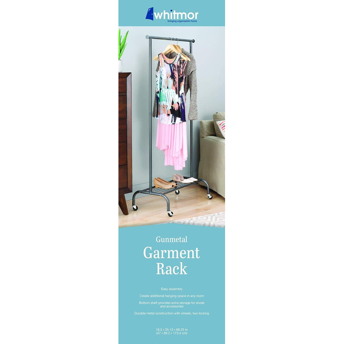 Whitmor Clothes Rack, Adjustable, White/Chrome (Gunmetal Grey)