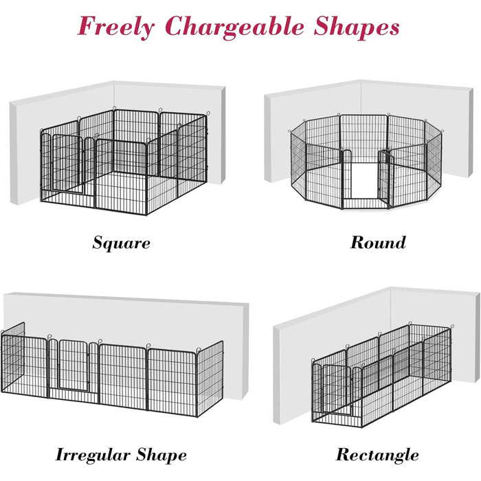 Металевий вольєр для собак, загон для собак на вулицю, вольєр для цуценят, міцний, для внутрішнього та зовнішнього використання, 38 панелей, 81,3 x 101,6 см