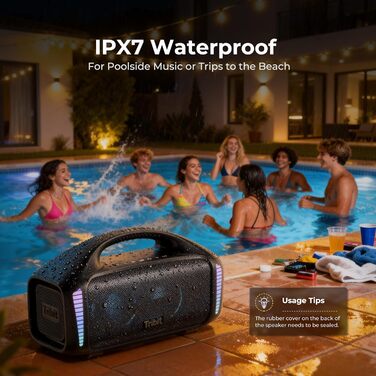 Tribit StormBox Blast – Портативна Bluetooth колонка 140 Вт, XBass, IPX7, 30 год, LED, для вечірок, пляжу, кемпінгу