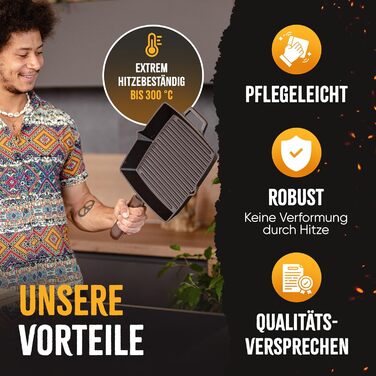 Чавунна гриль-сковорода емальована 26 см, з рифленим дном для стейків, підходить для всіх плит