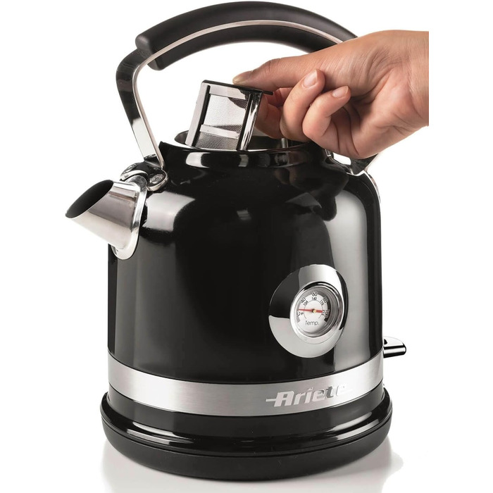 Електричний чайник Ariete Moderna 2854 з термометром, 1.7 л, 2000 Вт, чорний