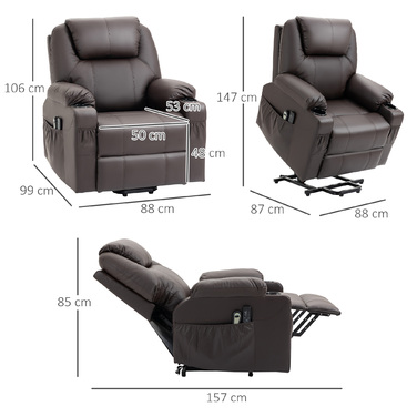HOMCOM Electric TV Lift Chair with Assistance, 330 lbs, Brown