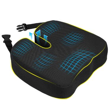Ортопедична подушка для сидіння з піною Memory Foam та фіксуючими ременями: для офісу, авто, при болях в куприку та геморої