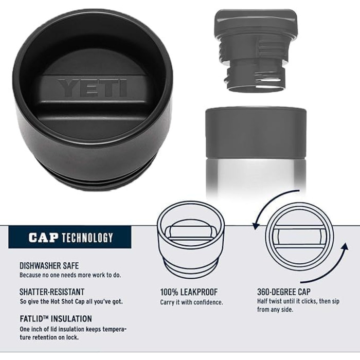 YETI Rambler Bottle with HotShot Lid, 18 oz (532 ml) (White)